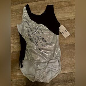 Silver and Black Leotard with Rhinestone Design size 4T